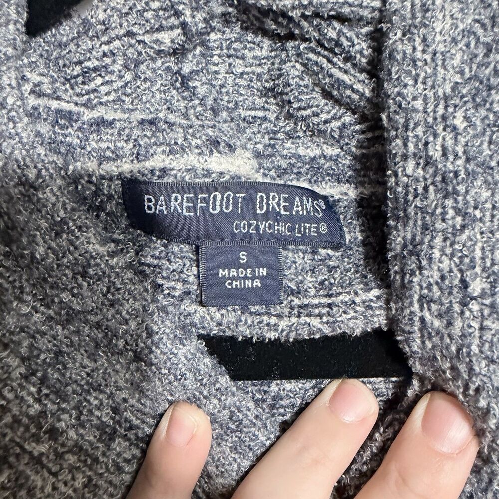 Barefoot Dreams Cozychic Lite Knit Pebble Beach Gray Hooded Pullover Women's S - Picture 3 of 9